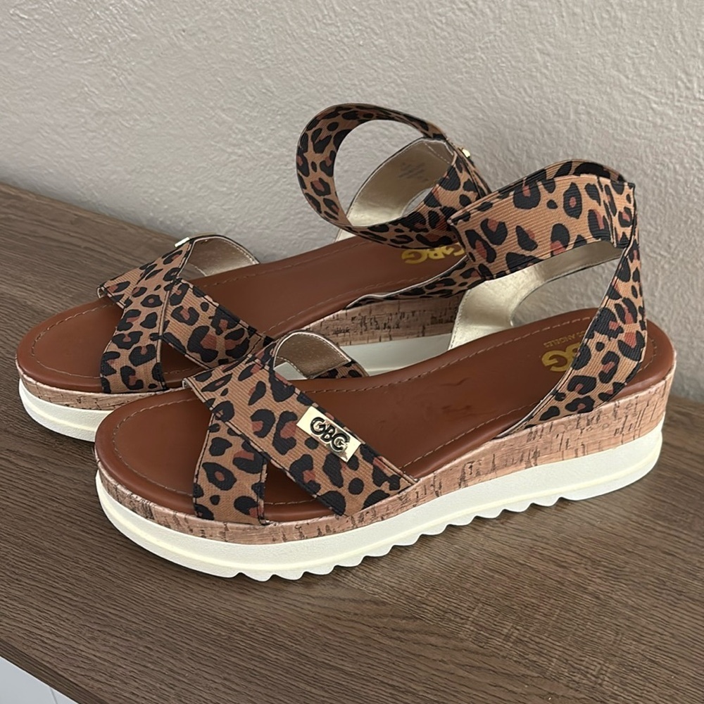 Women’s GBG Los Angeles Platform Sandals, Animal Print, Size 11